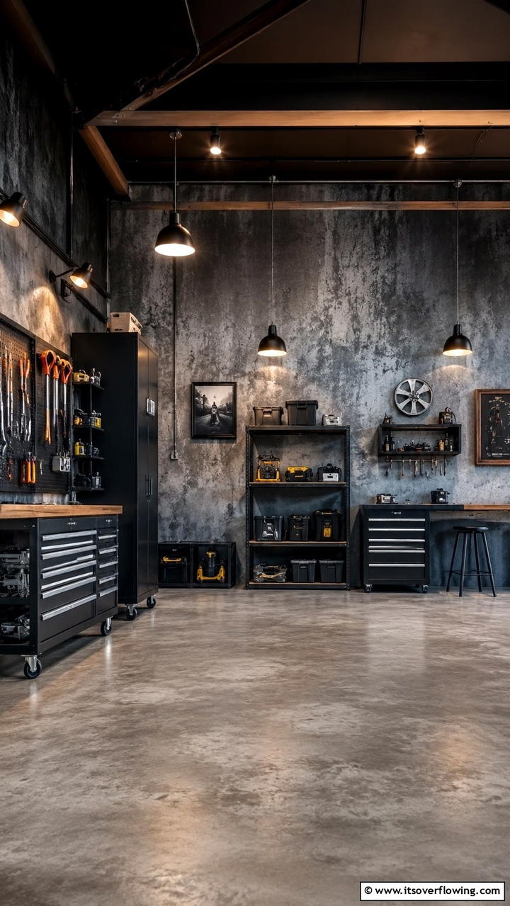 Bold Industrial Accents - 30 Creative Garage Wall Paint Ideas for a Fresh Look