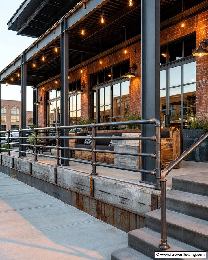 Bold Industrial Finishes - 21 Porch Railing Designs to Elevate Your Home’s Curb Appeal