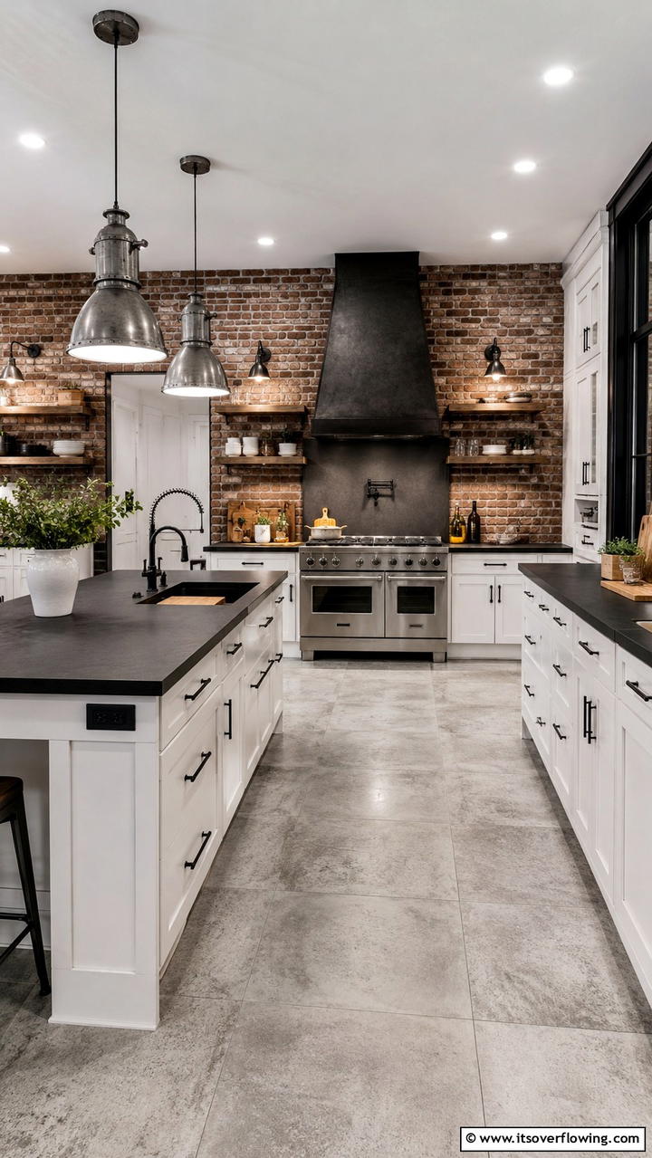Bold Industrial Fusion - 21 White Kitchen with Black Countertops Design Ideas