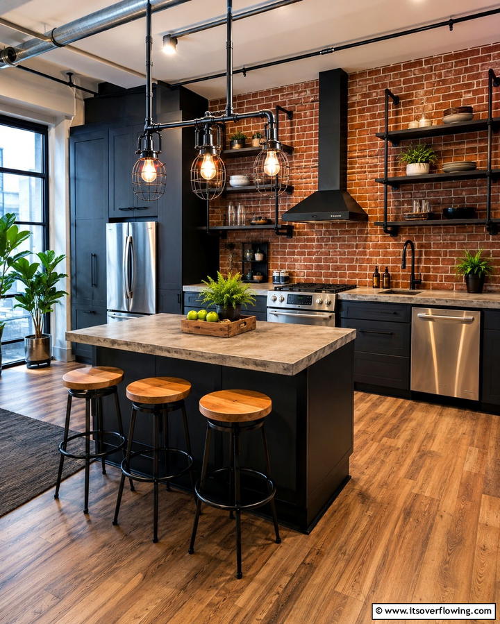 Bold Industrial Lights - 30 Small Kitchen Lighting Ideas to Brighten Compact Spaces