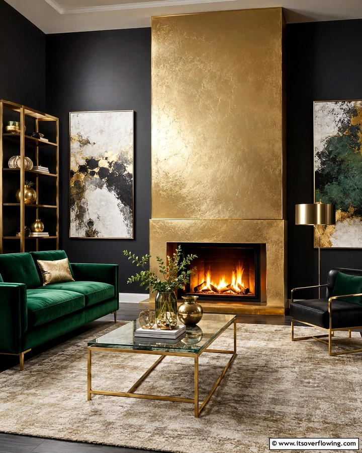 Bold Metallic Accent - 30 Fireplace Paint Color Ideas for a Fresh Update