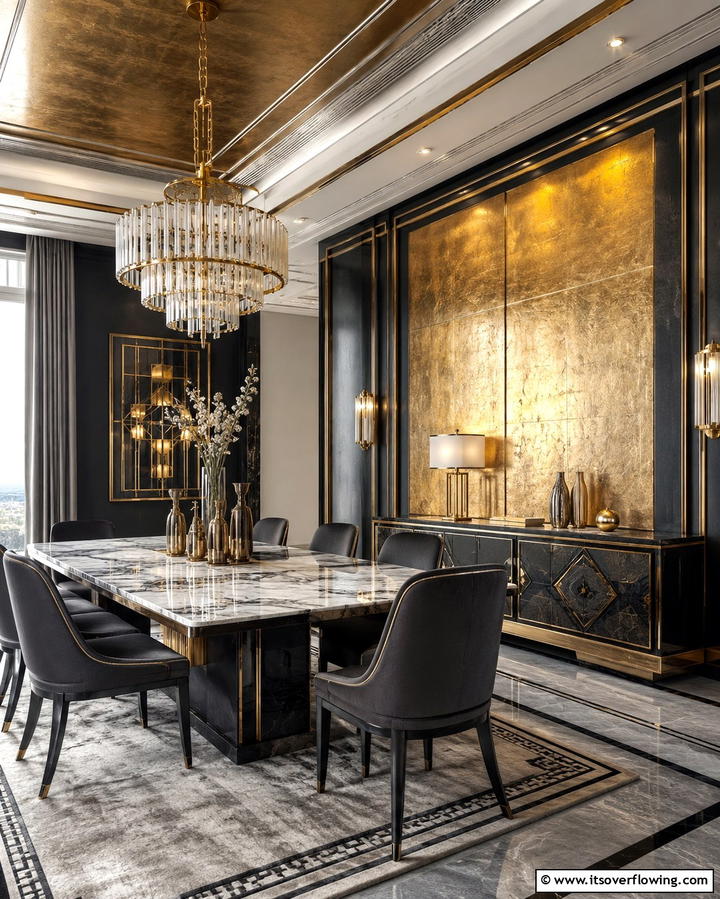 Bold Metallic Accents - 30 Art Deco Interior Design Ideas for Glamorous Spaces
