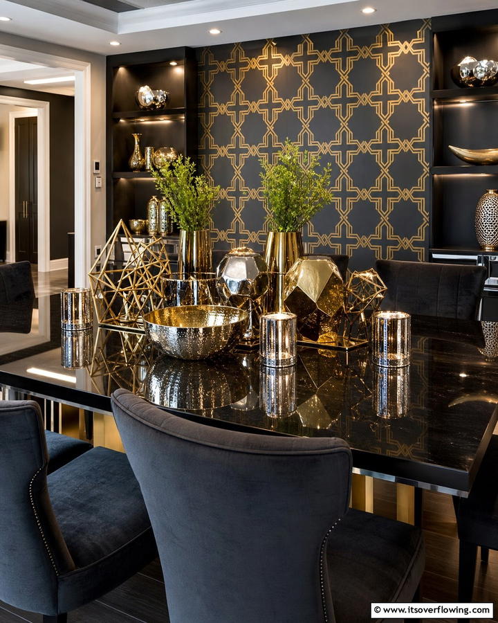 Bold Metallic Accents - 21 Dining Table Centerpiece Ideas for Every Season