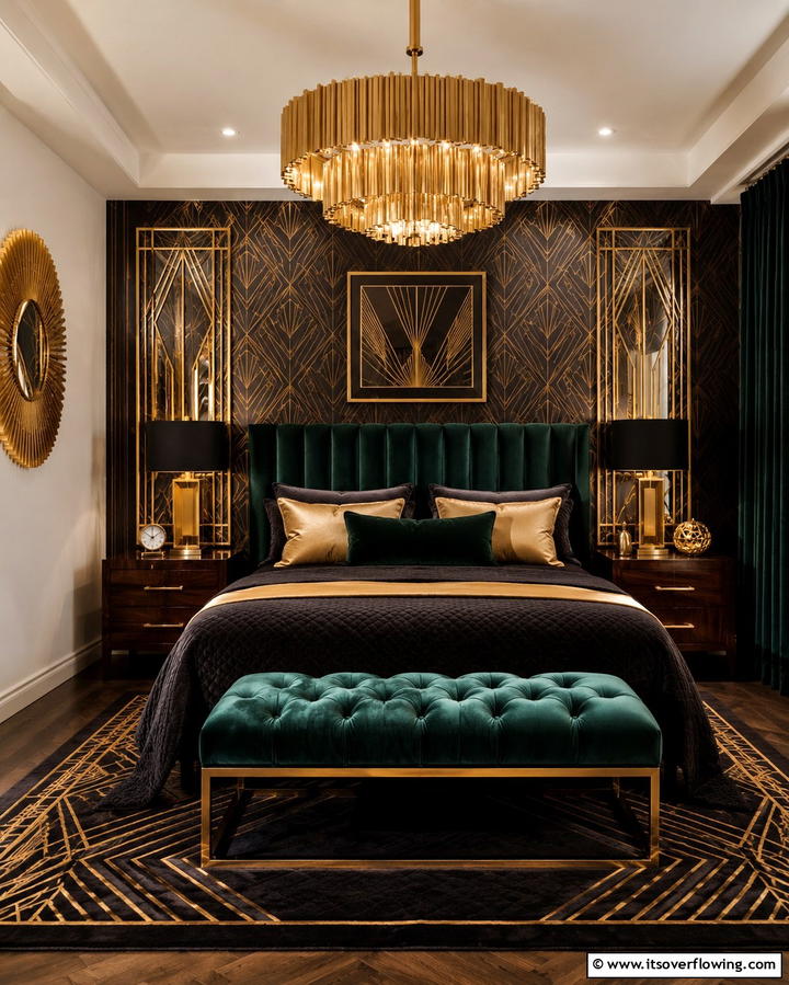 Bold Metallic Finishes - 25 Art Deco Bedroom Ideas for a Timeless Look