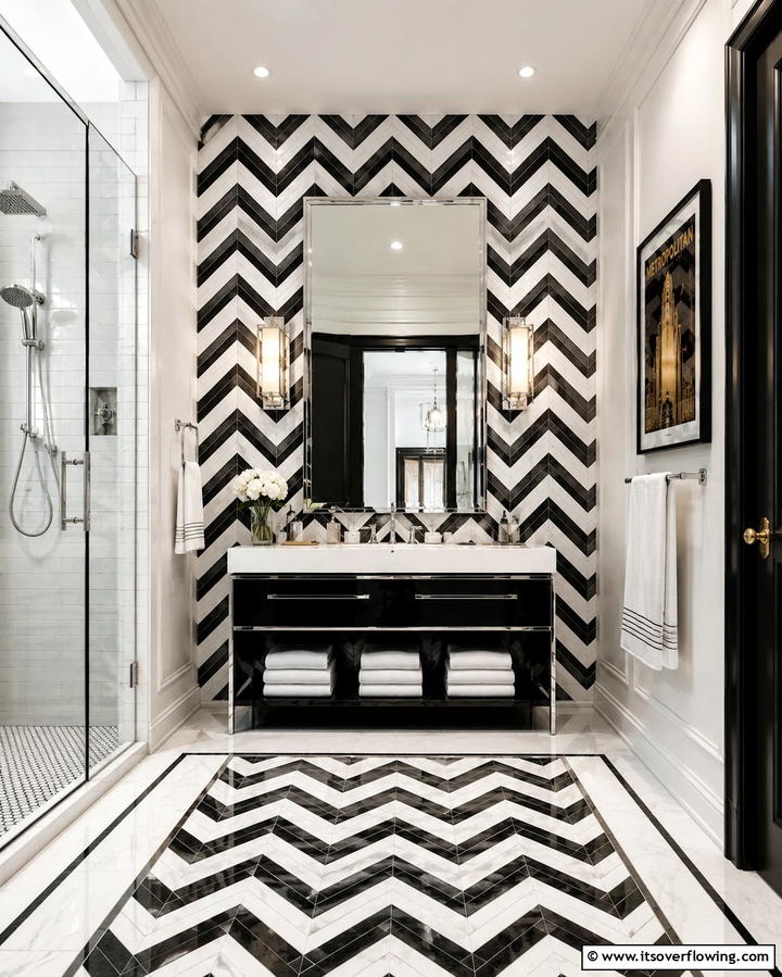 Bold Mirror Designs - 30 Art Deco Bathroom Ideas for Glamorous Geometric Design