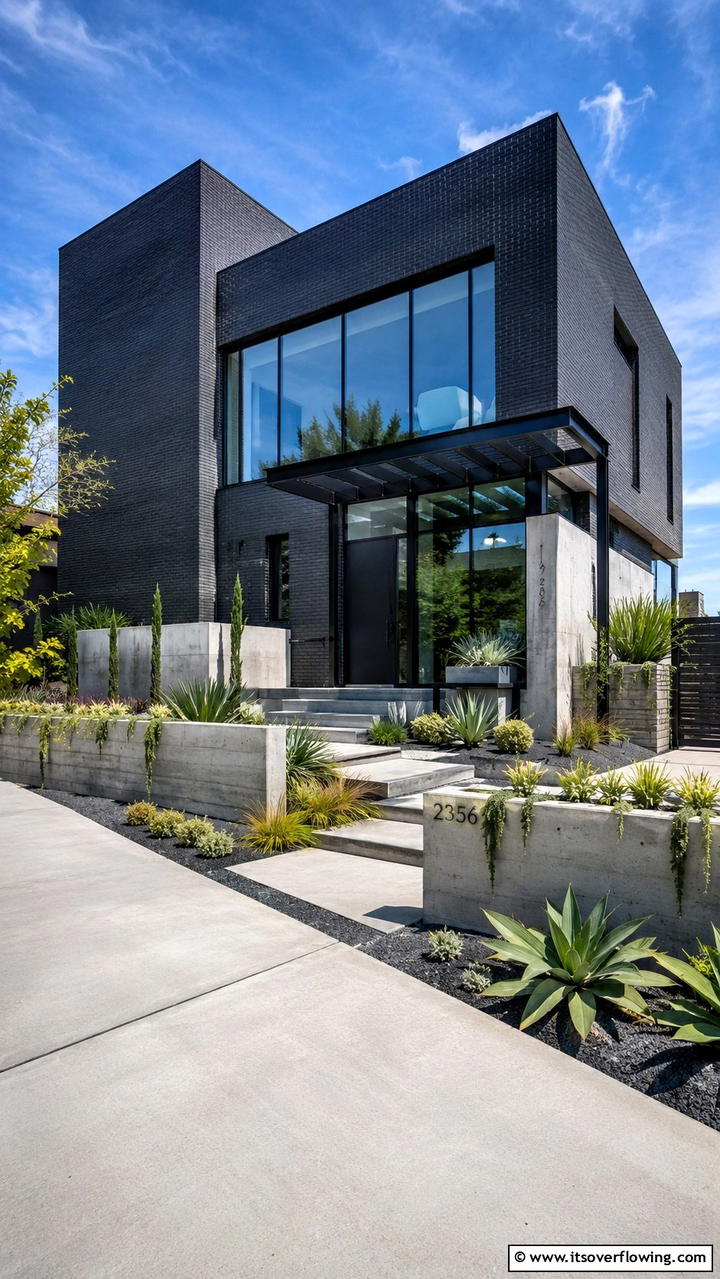 Bold Modernist Black Brick Home - 30 Black Brick House Exteriors for Bold Curb Appeal