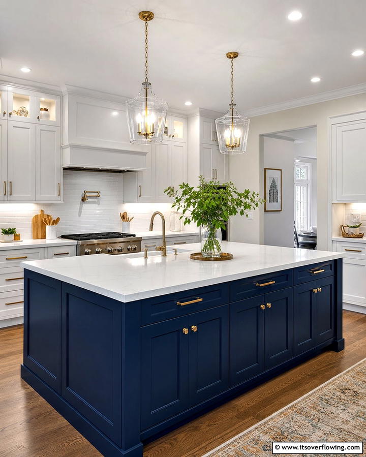 Bold Navy Blue Island - 25 Kitchen Island Color Ideas to Refresh Your Space