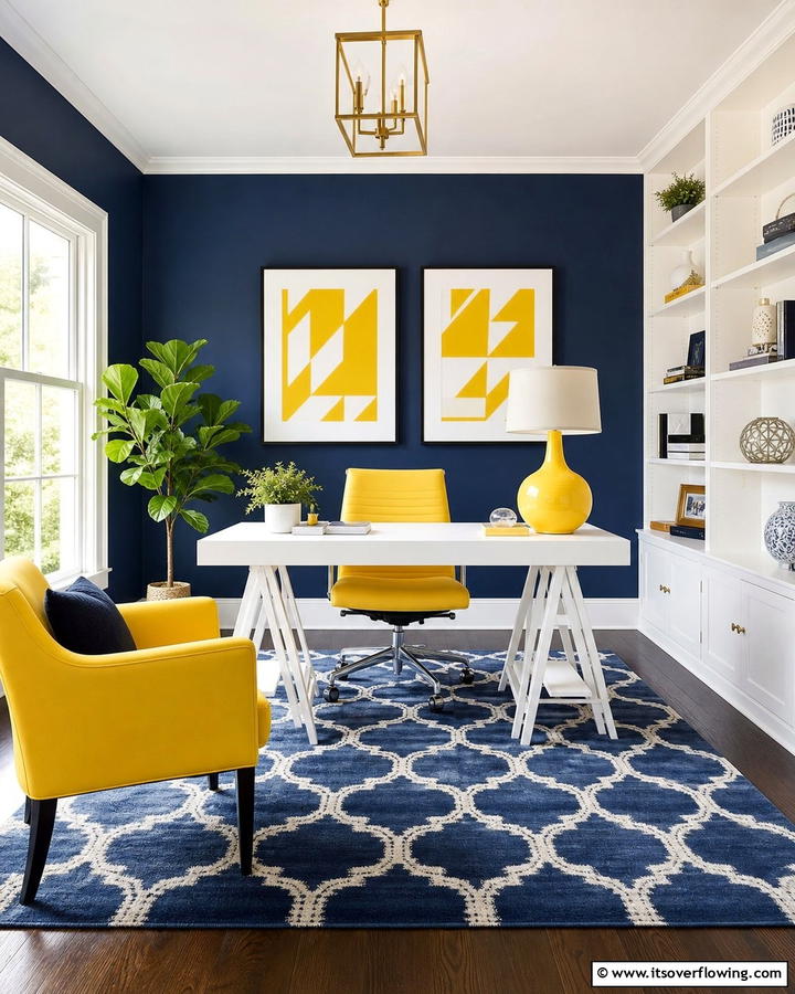 Bold Navy Blue and Vibrant Yellow - 21 Designer Colors That Perfectly Pair With Navy Blue