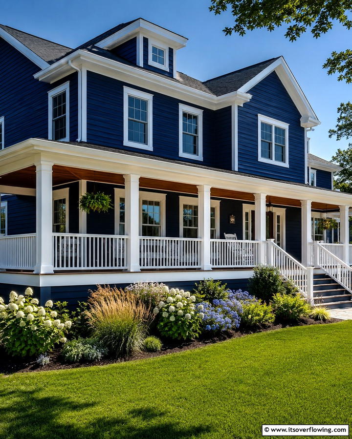Bold Navy BlueExact - 25 Trending House Siding Colors for Curb Appeal