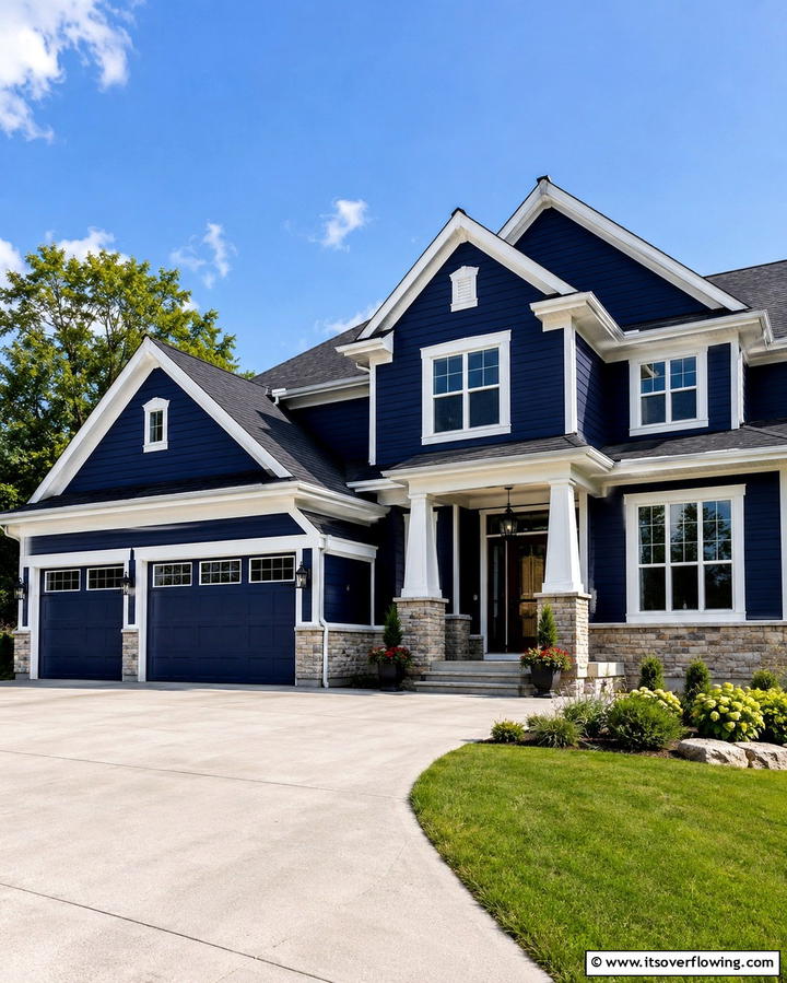 Bold Navy BlueOne - 25 Trending House Siding Colors for Curb Appeal