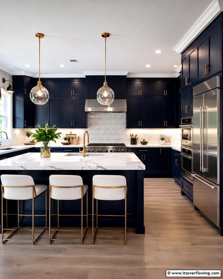 Bold Navy Cabinets for a Dramatic Touch - 25 Painting Kitchen Cabinet Ideas for a Fresh Look