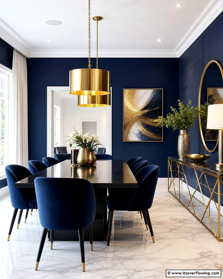Bold Navy Statements - 21 Blue Dining Room Ideas for Calm Entertaining Spaces