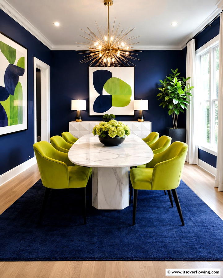 Bold Navy and Lime Contrast - 30 Refreshing Blue and Green Color Combos for Home Decor