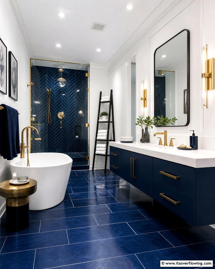 Bold Navy for a Dramatic Touch - 25 Stunning Blue Tile Bathroom Ideas for a Fresh Look