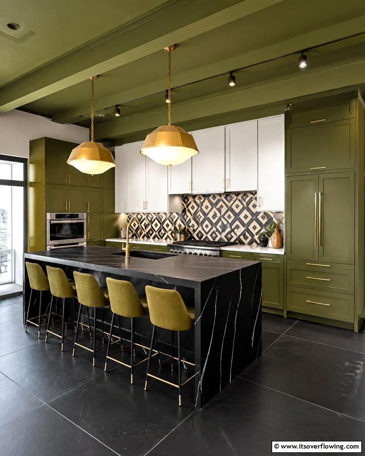Bold Olive Green Statements - 30 Olive Green Kitchen Designs for a Warm Cooking Space