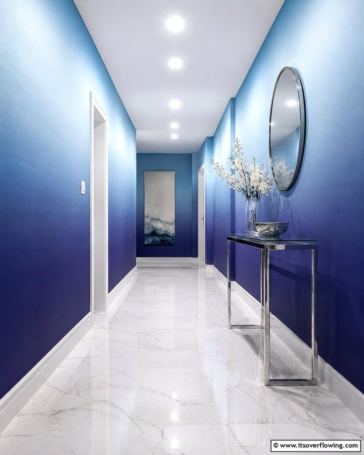 Bold Ombre Transitions for a Dynamic Statement - 30 Hallway Wallpaper Ideas for a Striking Entryway