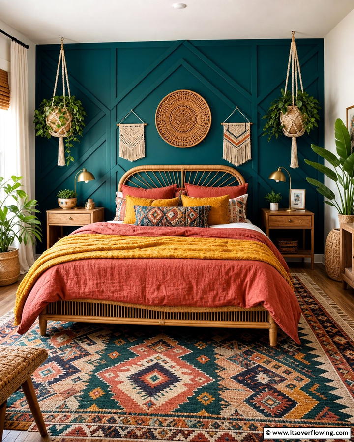 Bold Painted Accent Walls - 25 Colorful Boho Bedroom Ideas for a Cozy Retreat