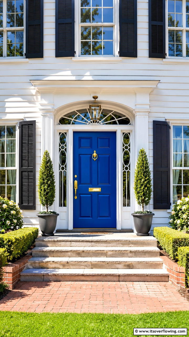 Bold Painted Entrance - 30 Colonial Front Door Ideas to Enhance Your Home’s Charm