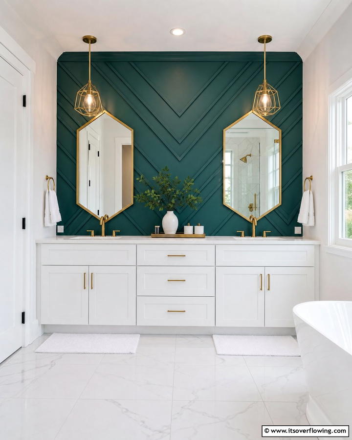 Bold Painted Statement - 21 Bathroom Accent Wall Ideas for Bold & Textured Designs