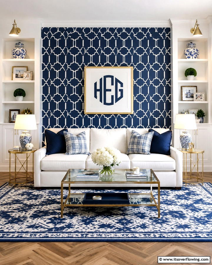 Bold Patterned Accent Wall - 30 Preppy Room Ideas for a Classic and Polished Home Look