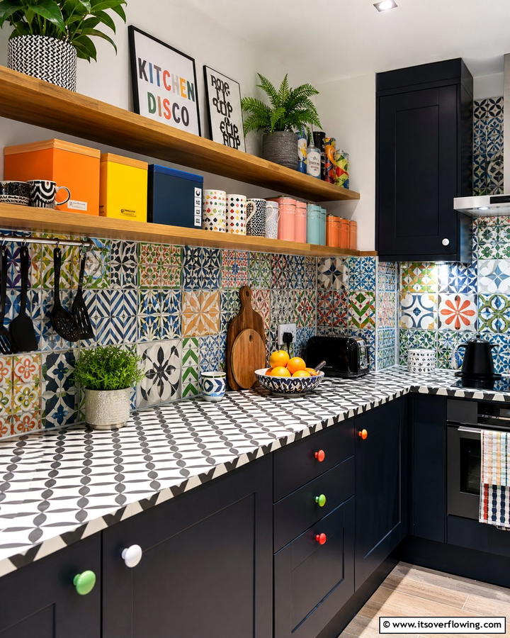 Bold Patterned Countertop Arrangements - 30 Kitchen Counter Decor Ideas to Elevate Your Space