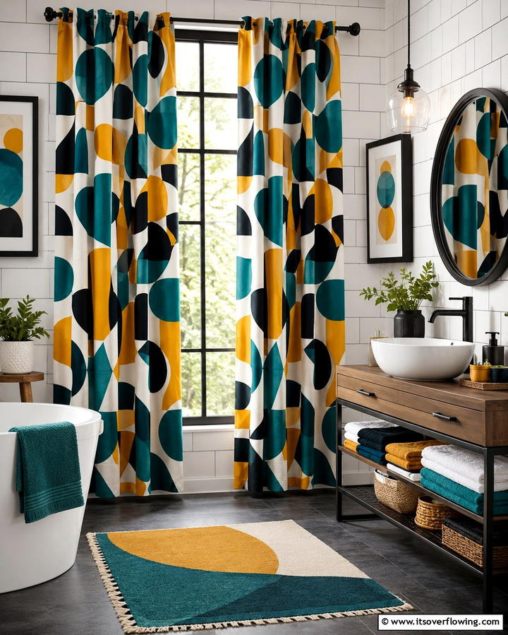 Bold Patterned Curtains for a Statement Look - 25 Bathroom Curtain Ideas for Privacy and Style