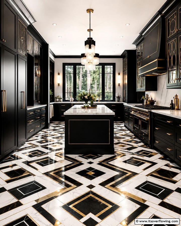 Bold Patterned Floors - 30 Art Deco Kitchen Ideas for Timeless Elegance