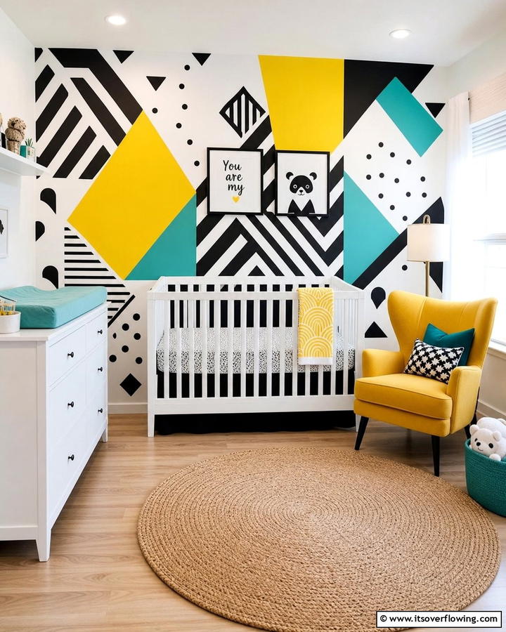Bold Patterned Statements - 30 Nursery Accent Wall Ideas for a Charming Baby Room