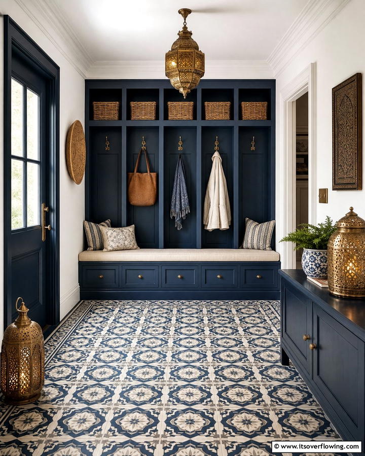 Bold Patterned Tiles - 25 Mudroom Tile Floor Ideas- Durable & Stylish Designs