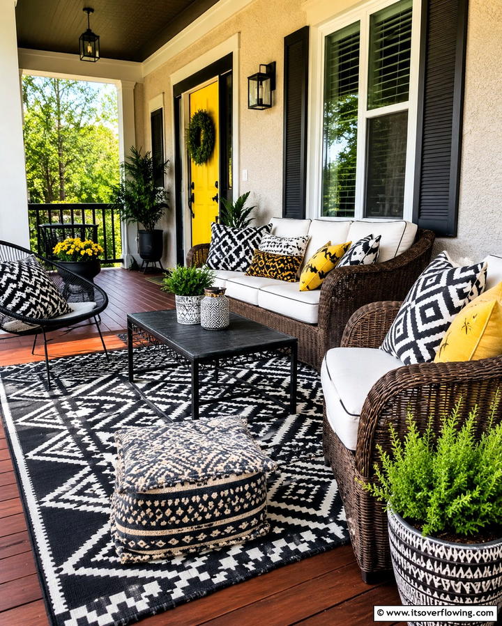 Bold Patterns and Textures - 25 Front Porch Deck Ideas for a Stunning Entryway