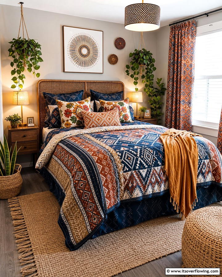 Bold Patterns for Artistic Flair - 20 Cozy Small Boho Bedroom Design Ideas