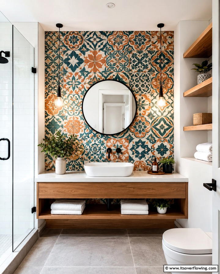 Bold Patterns with Cement Tiles - 25 Bathroom Backsplash Ideas for a Stylish Upgrade