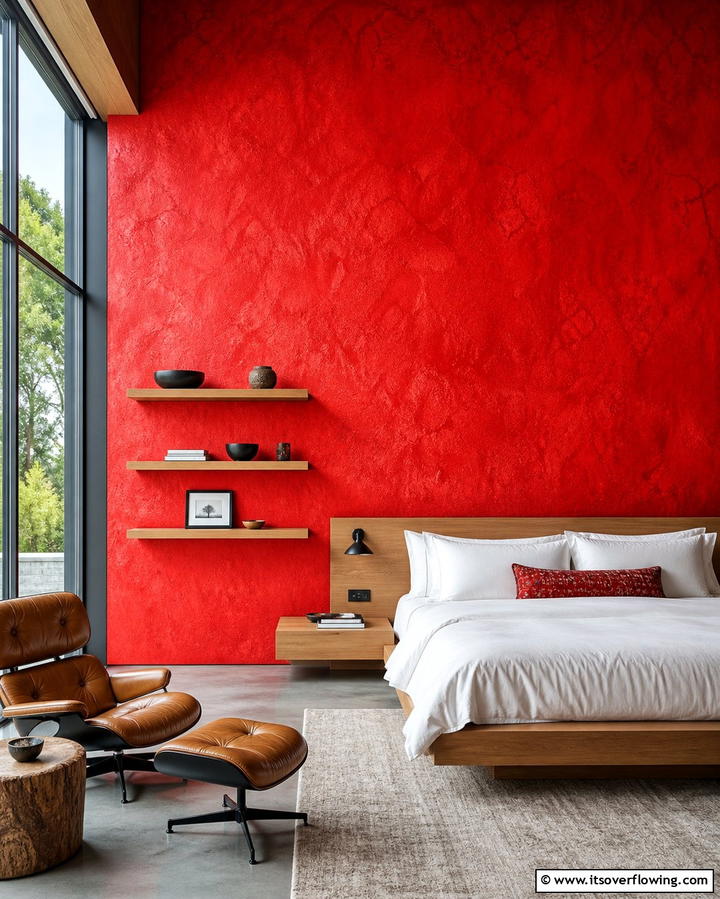 Bold Red Accent Wall - 25 Red Bedroom Ideas to Transform Your Space