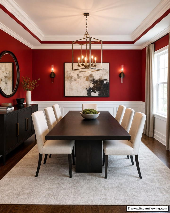 Bold Red Accents - 21 Dining Room Paint Colors for a Cozy Atmosphere