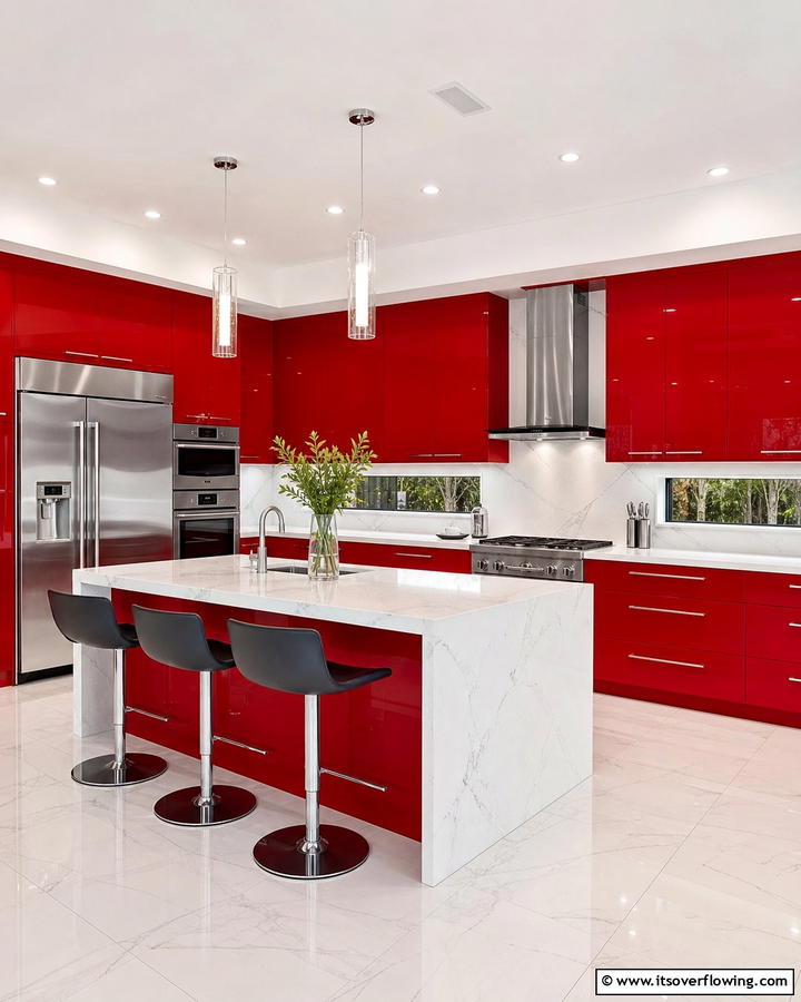 Bold Red Cabinets for a Modern Touch - 17 Red Kitchen Design Ideas for Bold Contemporary Spaces