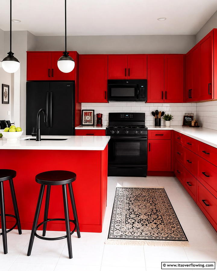 Bold Red Cabinets - 20 What Color Cabinets Go With Black Appliances