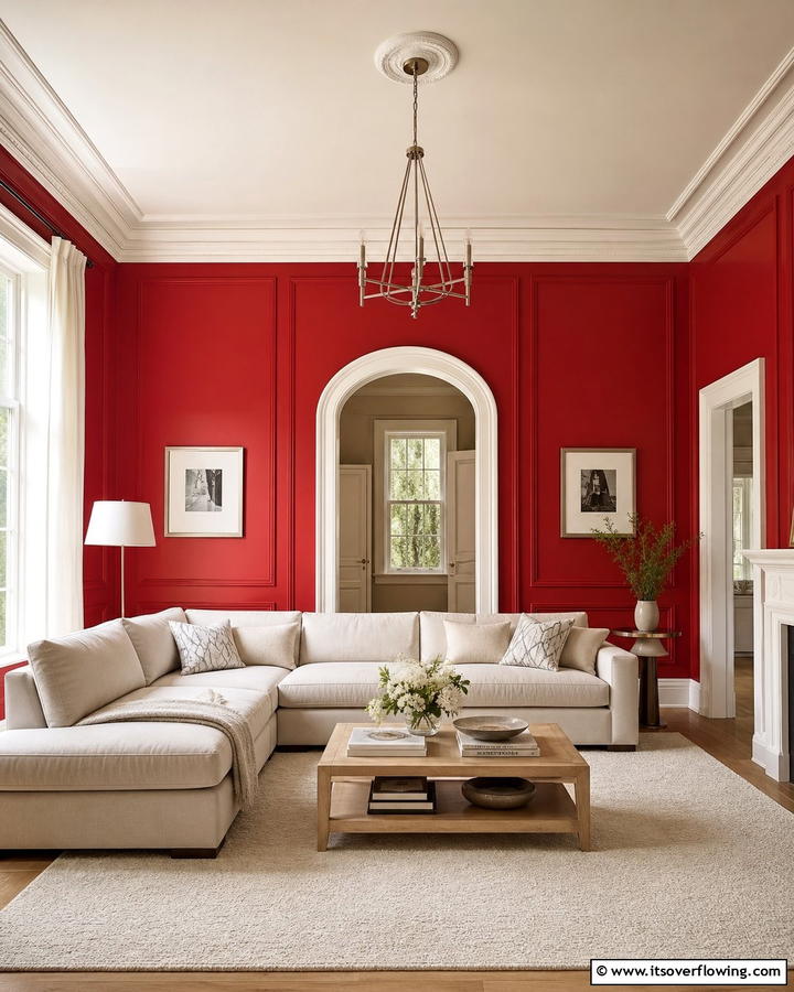 Bold Red Walls - 17 Red Living Room Ideas for Dramatic Modern Interiors
