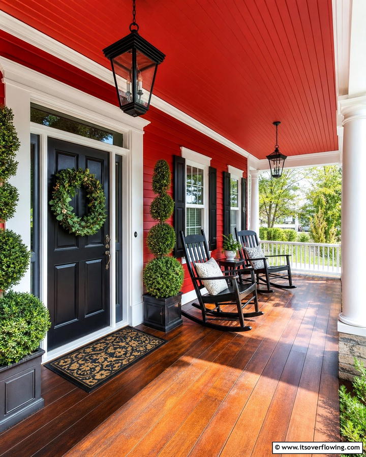Bold Red for a Statement Entrance - 17 Porch Paint Color Ideas for Inviting Outdoor Spaces