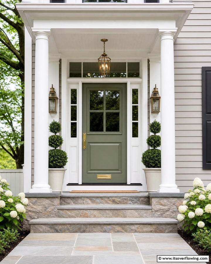 Bold Sage Front Door - 21 Sage Green Exterior Home Designs for Curb Appeal Refresh