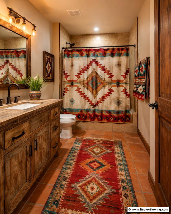 Bold Southwestern Patterns - 20 Western Bathroom Ideas for a Rustic and Relaxing Retreat