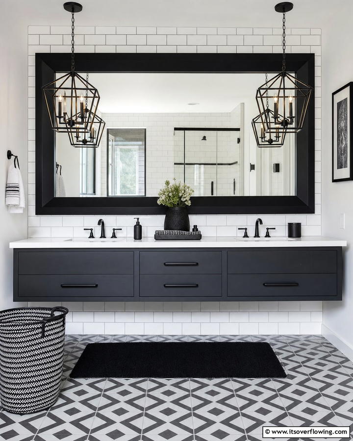 Bold Statement Mirror - 21 Stunning Bathroom Mirror Ideas to Enhance Your Vanity Area