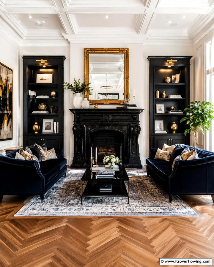 Bold Statement with Oversized Black Stone Mantel - 25 Elegant Black Stone Fireplace Ideas