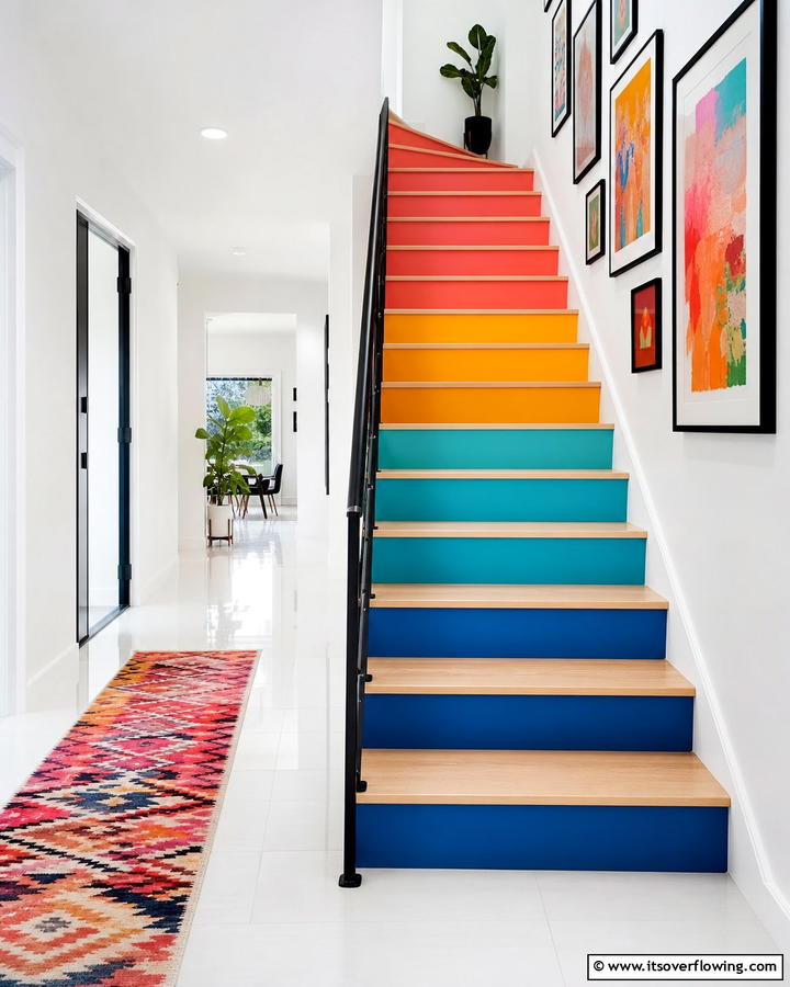 Bold Statements Colorful Staircase Accents - 21 Creative Staircase Design Ideas for Modern Homes