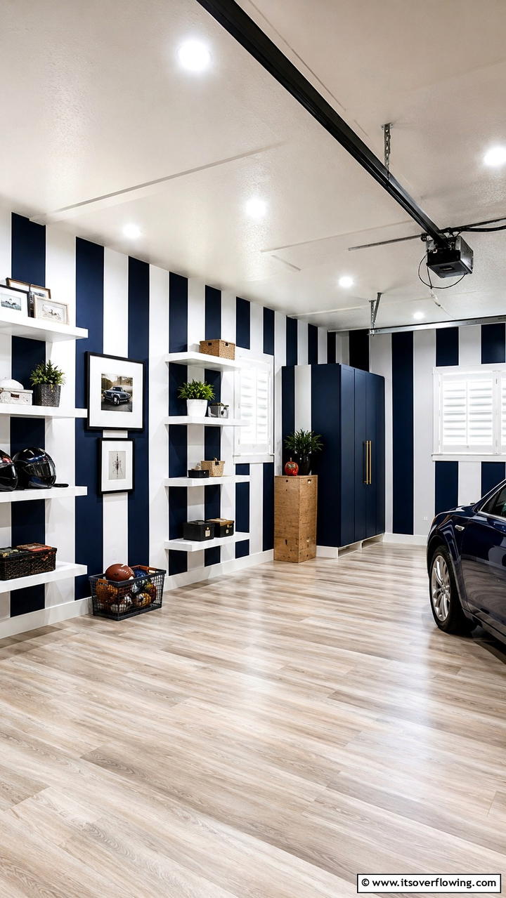 Bold Striped Design - 30 Creative Garage Wall Paint Ideas for a Fresh Look