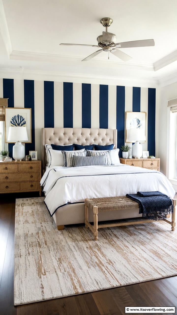 Bold Striped Design - 30 Bedroom Accent Wall Ideas to Transform Your Space