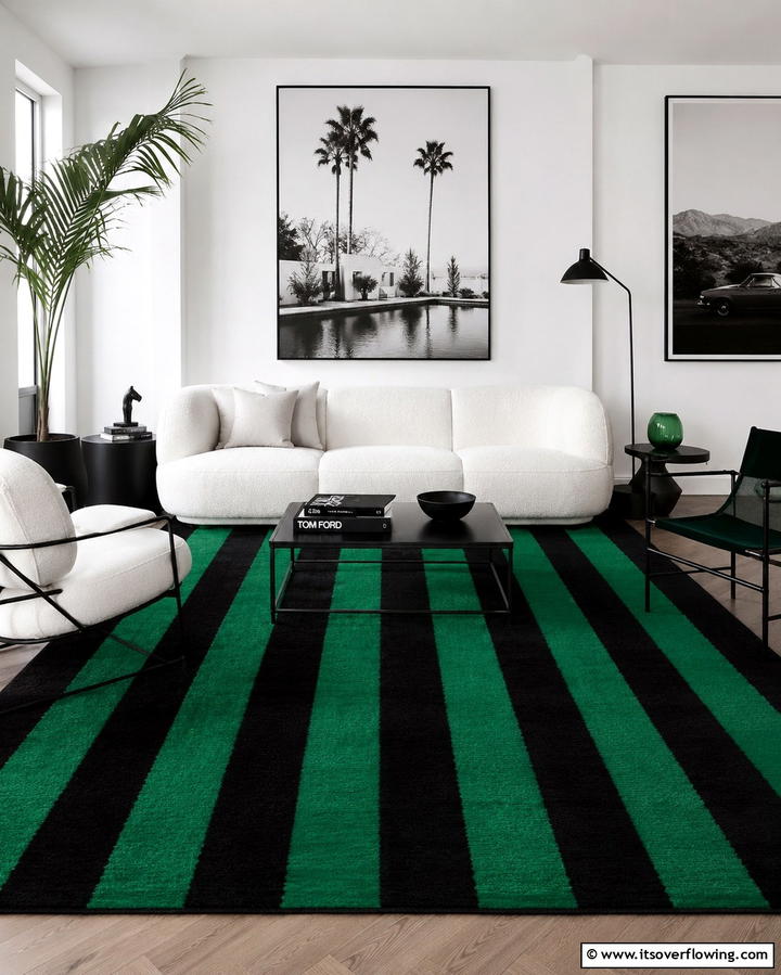 Bold Striped Rugs - 30 Living Room Rug Ideas to Define Your Space Stylishly