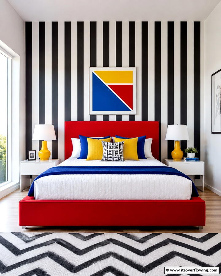 Bold Striped Walls - 30 1980s Bedroom Decor Ideas for a Retro-Inspired Space