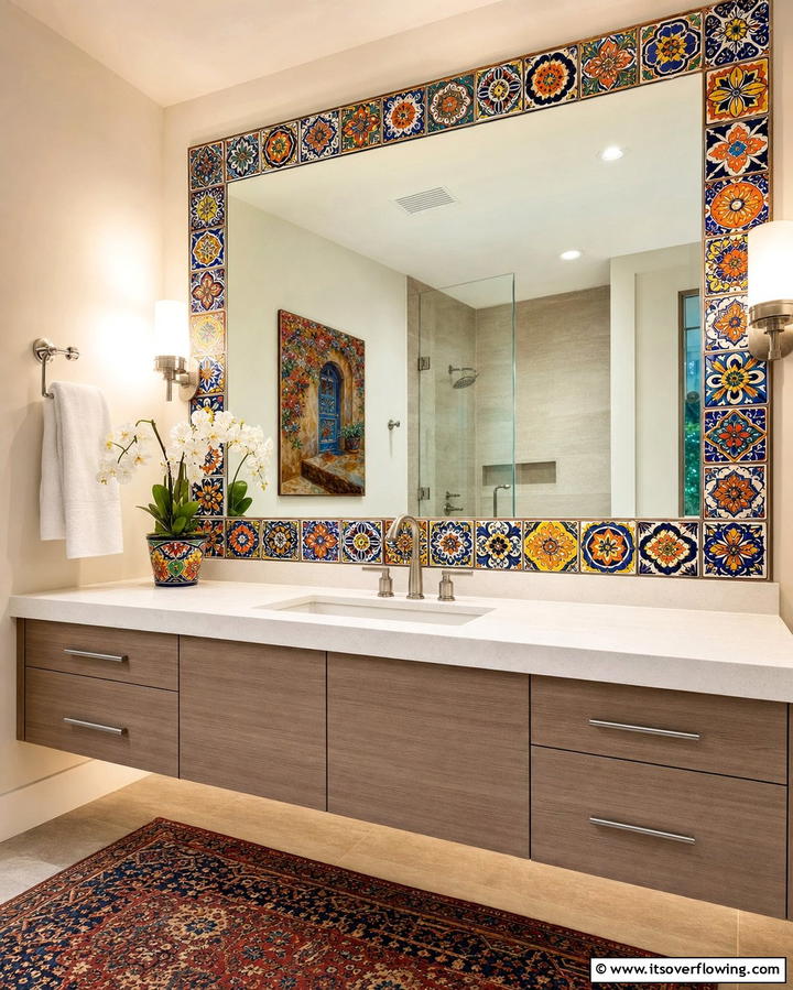 Bold Talavera Tile Accents - 25 Mexican Bathroom Ideas for a Vibrant and Cultural Space