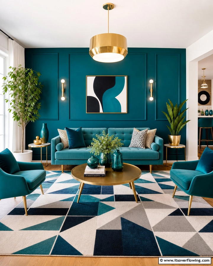 Bold Teal Touch - 21 Refreshing Blue Living Room Ideas for Vibrant Spaces