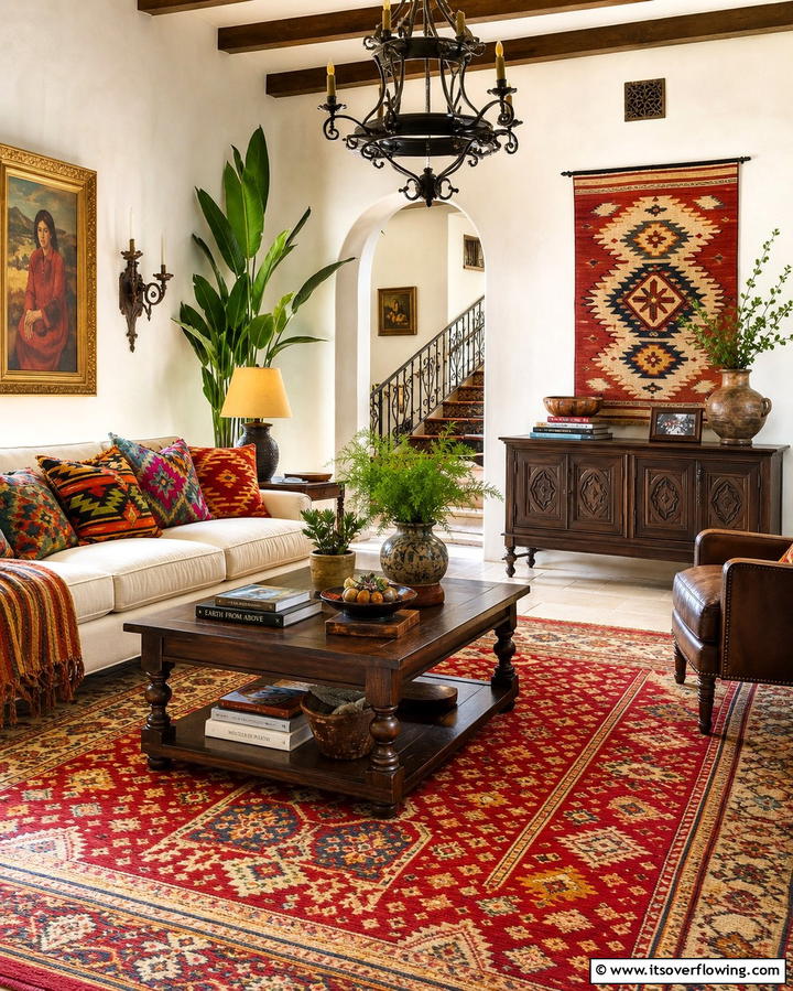 Bold Textile Patterns - 25 Spanish Style Living Room Ideas for Timeless Elegance